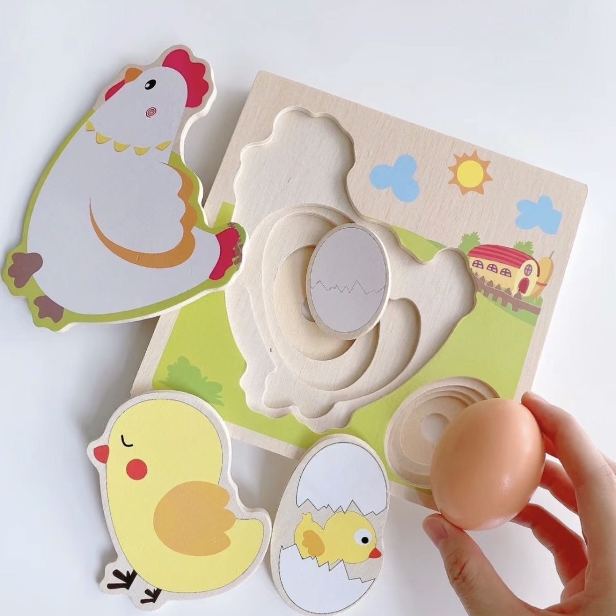 Woodworking Jigsaw - Wood 3D Puzzle Chick Grow Hens