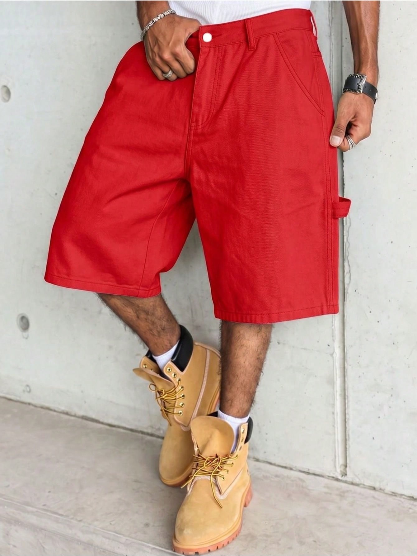 Woodworking Overalls - Men's solid bright red carpenter workwear