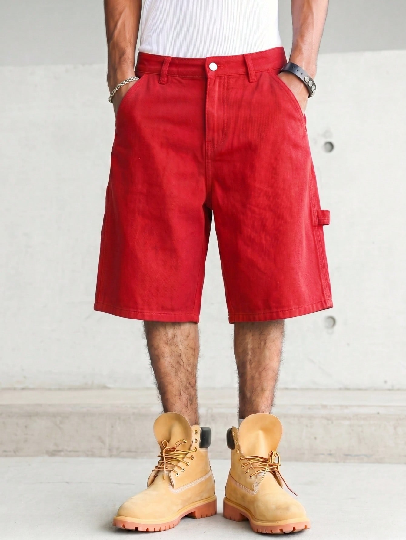 Men's solid bright red carpent - Woodworking Overalls avaliação e preço
