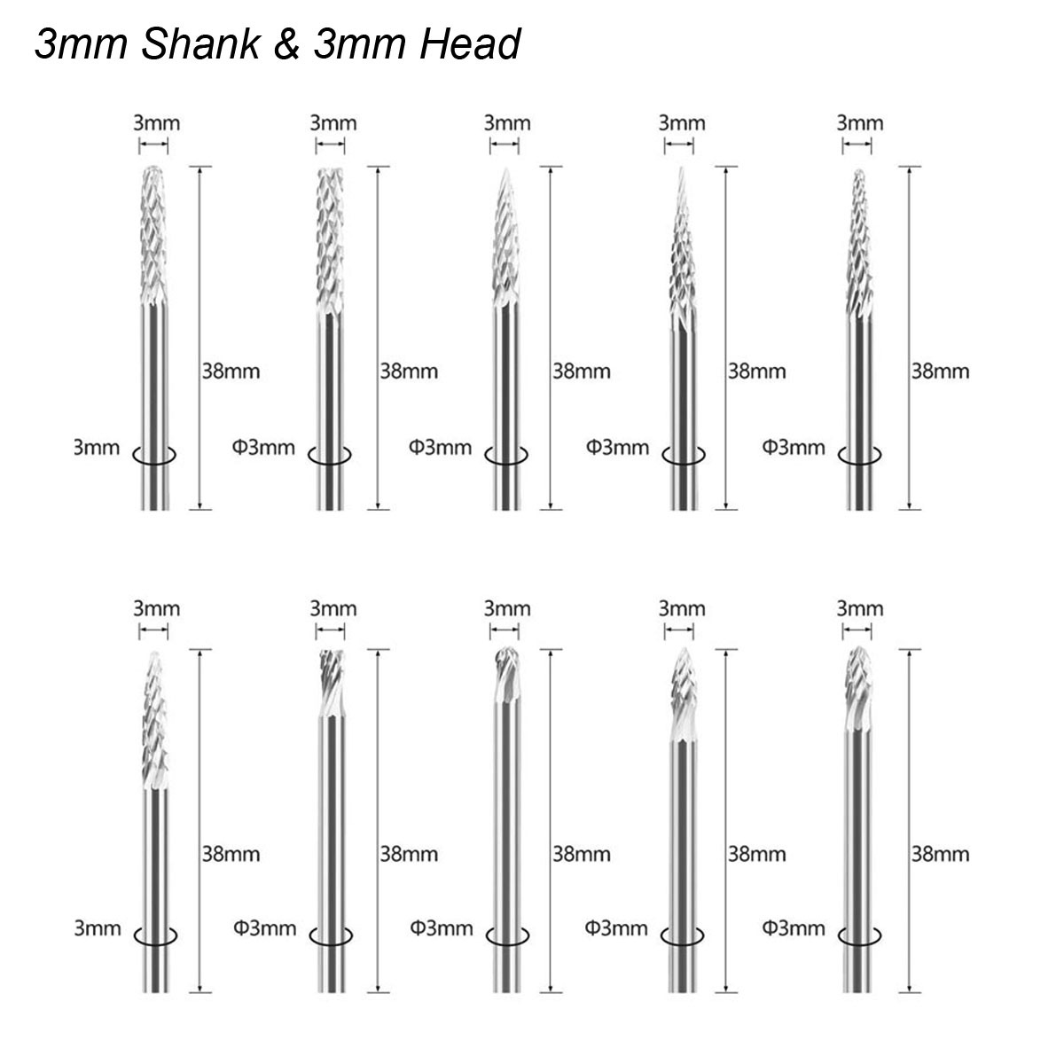 3mm Shank Tungsten Carbide Bur - Woodworking Files And Rasps avaliação e preço