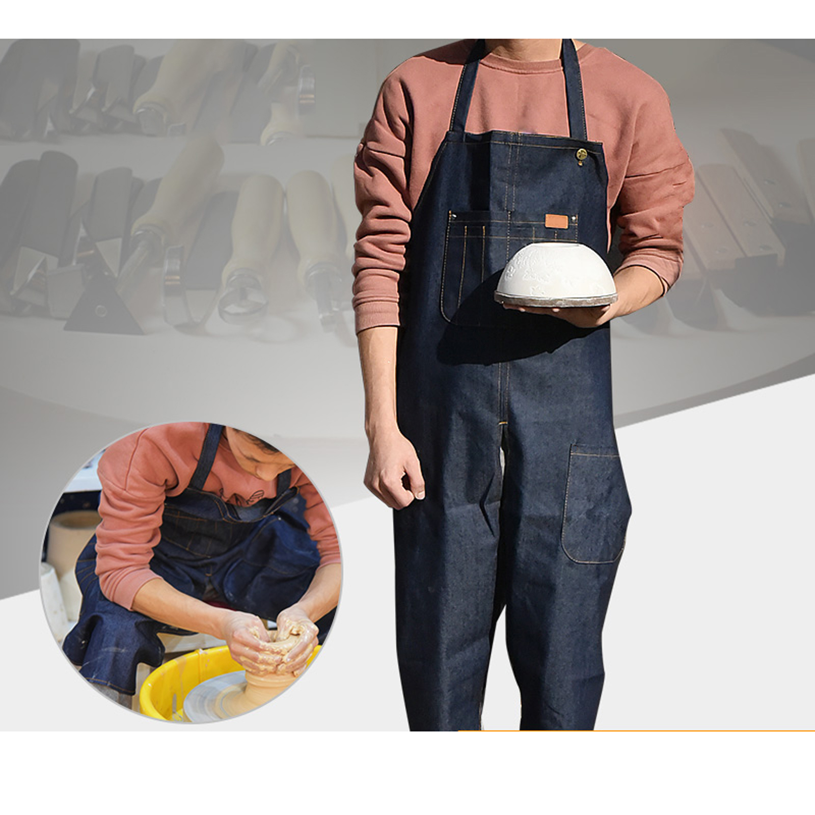 Adjustable Split Leg Pottery A - Woodworking Overalls avaliação e preço