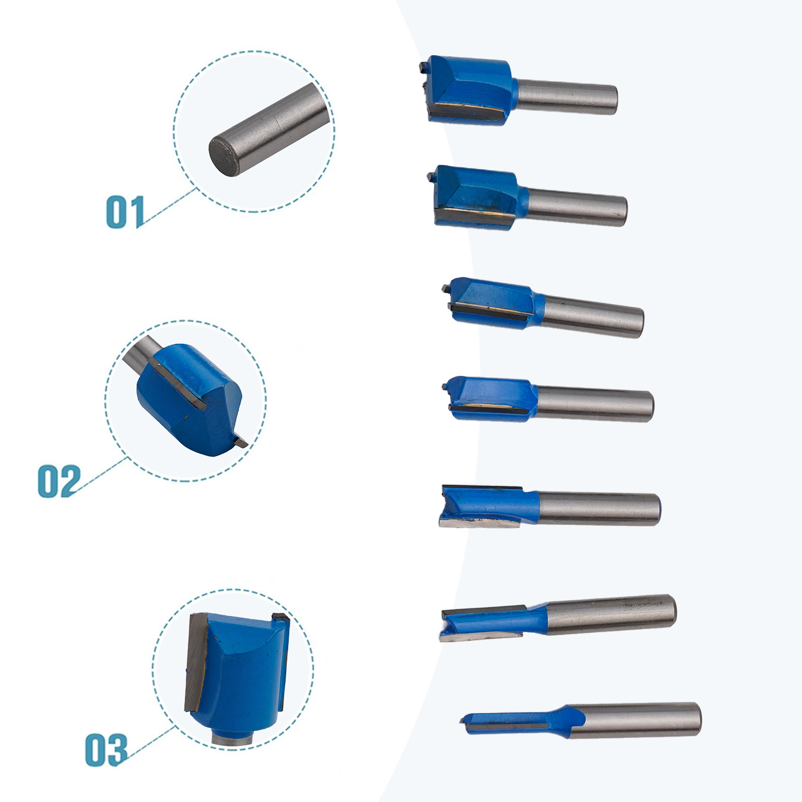 7pcs Milling Cutter Solid Hard - Woodworking Kickback avaliação e preço