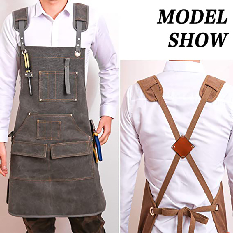 Simple Thickened Canvas Apron  - Woodworking Overalls avaliação e preço
