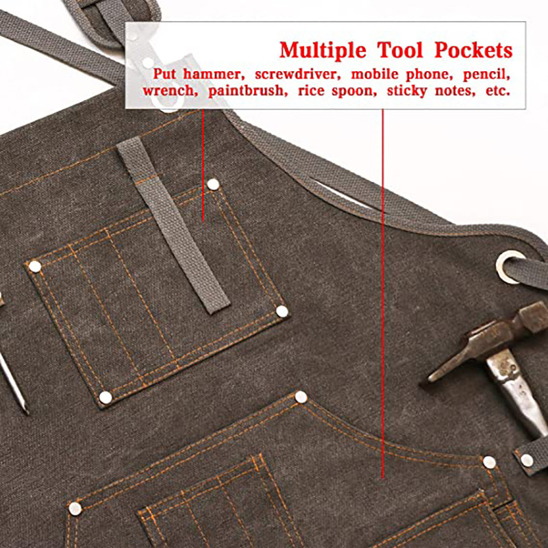 Simple Thickened Canvas Apron  - Woodworking Overalls avaliação e preço